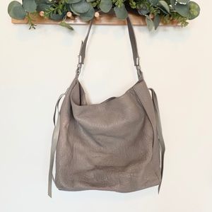 AllSaints Vincent Grey Pebbled Leather Tote Bag